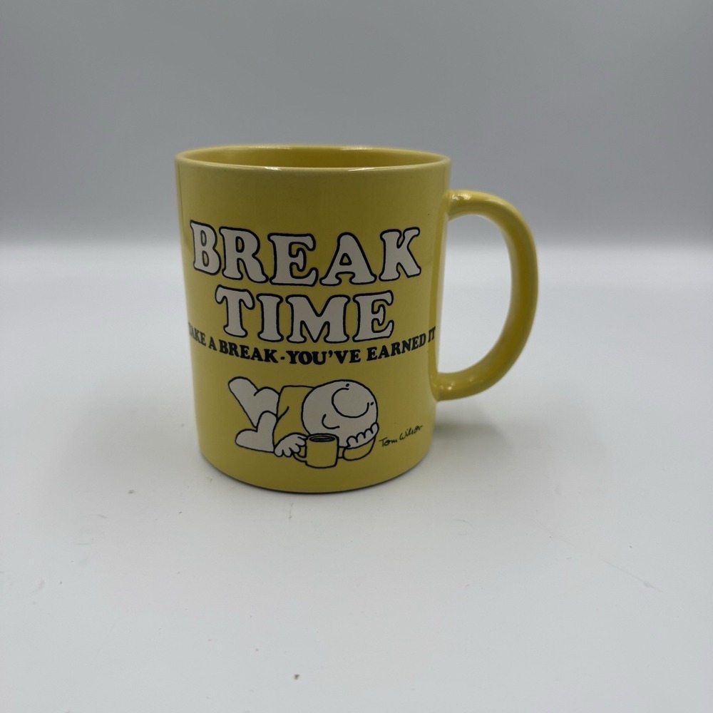 Vintage Ziggy Break Time Coffee Mug Yellow Tom Wilson Stoneware Korea 80s